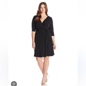 NWT NY Collection B- slim black wrap dress